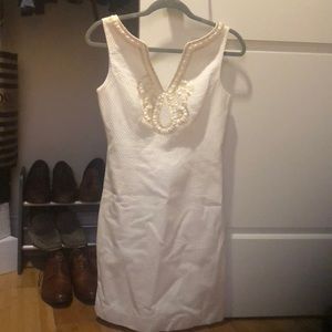 Lilly Pulitzer white and gold beaded dress size 2